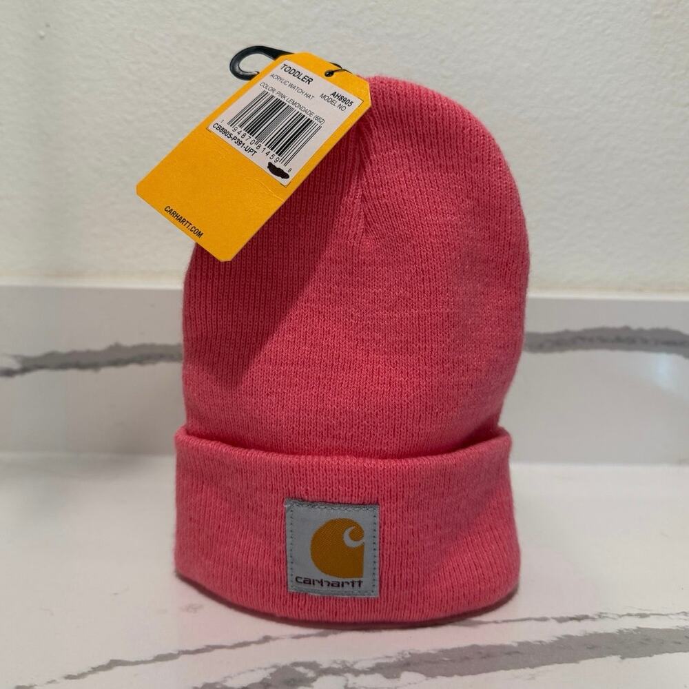 NWT Carhartt Toddler Girls Kids Acrylic Watch Hat Beanie Pink Lemonade Classic